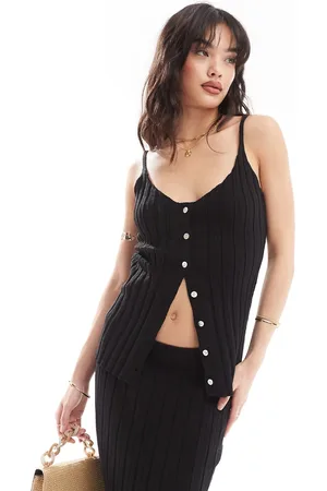 SNDYS Knit rib button down cami top co-ord in
