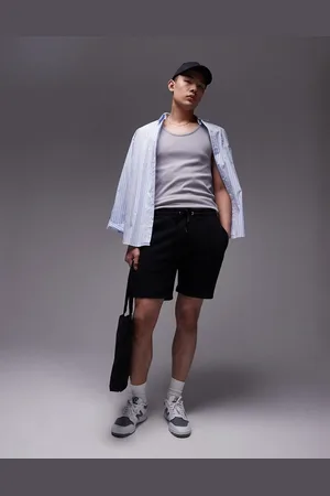 Topman Classic fit jersey short with raw hem in
