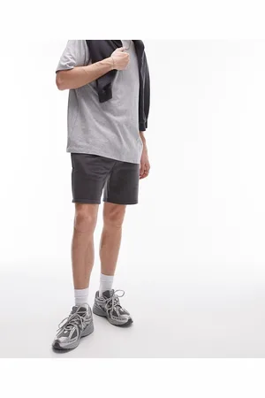 Topman Classic fit jersey short with raw hem in charcoal