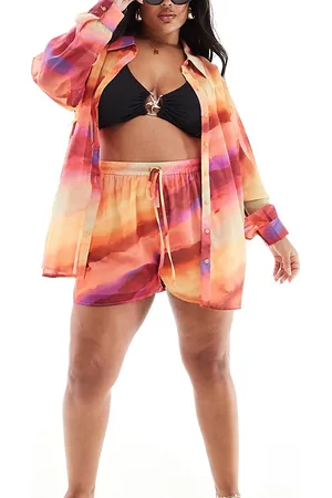 In The Style X semi sheer Perrie Sian beach shorts in ombre