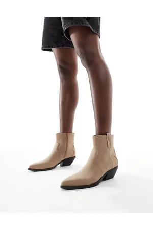 French Connection Mid leg fringe western boots in white