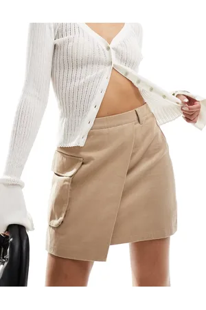 In The Style Cargo wrap mini skirt in beige