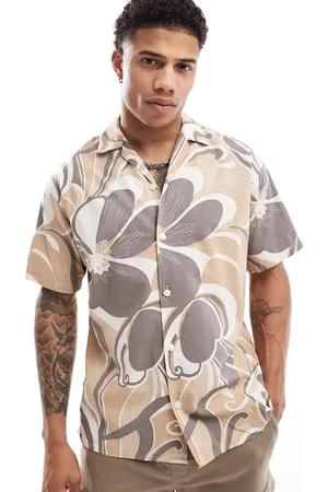 JACK & JONES Premium cotton revere collar shirt in retro floral