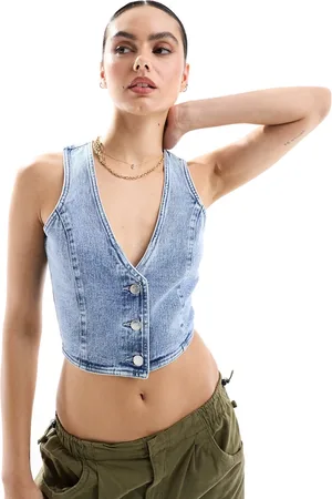 Miss Selfridge Crop waistcoat in wash