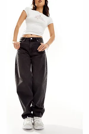 Monki Uma mid waist barrel jeans in washed