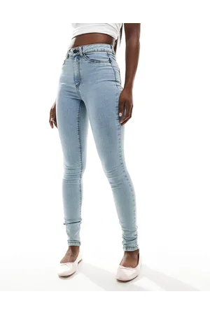 Noisy May Callie high waist skinny jeans in light acid wash