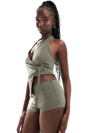 COLLUSION Festival micro short co ord in pinstripe