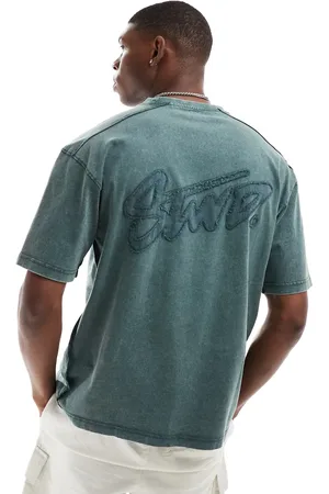 Pull&Bear Boxy STWD embroidered t-shirt in washed