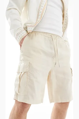 JACK & JONES Wide fit linen cargo short in beige