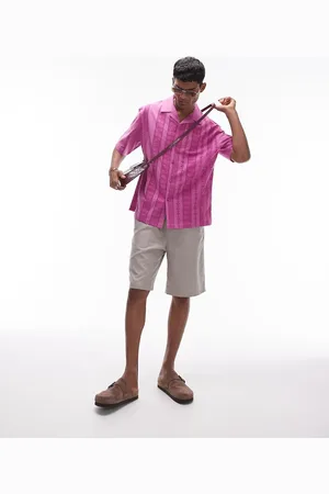 Topman Short sleeve broderie holiday shirt in washed