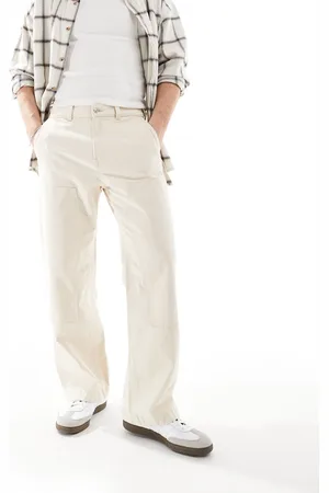 Abercrombie & Fitch Workwear baggy fit canvas trousers in beige