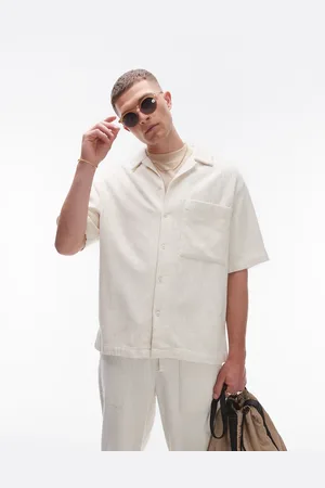 Topman Co ord short sleeve relaxed textured shirt in ecru
