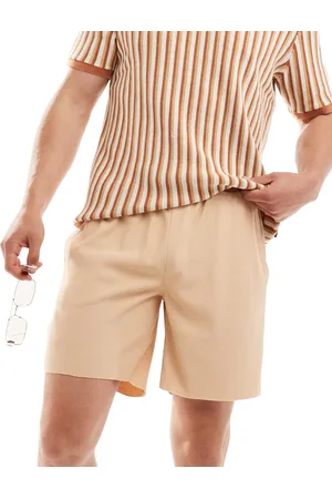 Only & Sons Plisse pull on short in beige