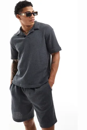 Pull&Bear Knitted polo co-ord in dark