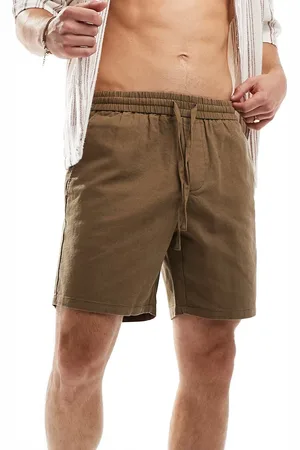 Only & Sons Pull on linen shorts in washed