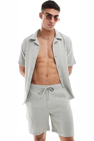 Only & Sons Pull on cheesecloth short co-ord in light sage