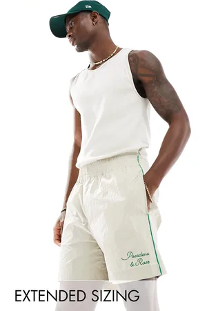 ASOS Nylon short in ecru with green piping