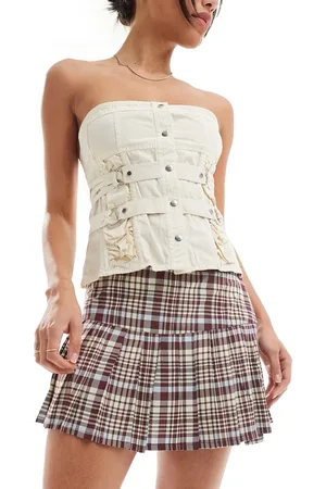 Motel Check print mini pleated skirt in multi