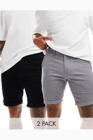 JACK & JONES 2 pack chino shorts in grey and black