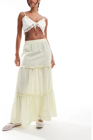 Reclaimed Tiered maxi western skirt in
