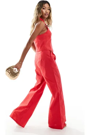 Kaiia Linen look tailored wide leg trouser co-ord in