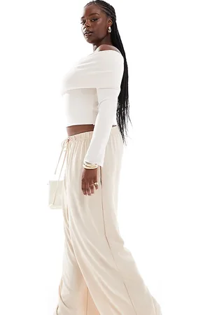 Yours Twill wide leg trousers in stone