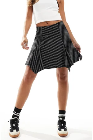 Pieces® Hanky hem mini skirt in pinstripe