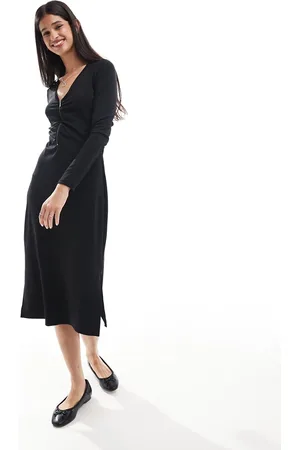 JDY Ruched front midi dress in