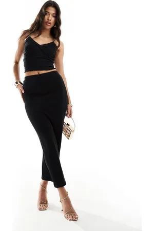 Kaiia Ribbed lace trim midaxi skirt co-ord in