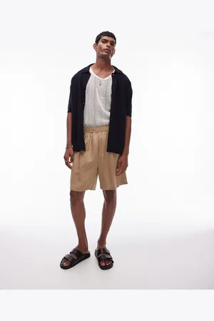 Topman Co-ord linen shorts in stone