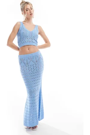 Threadbare Crochet crop top & maxi skirt set in