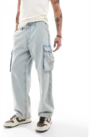 JACK & JONES Alex baggy jean with cargo pockets in light wash