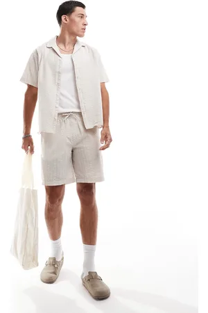 JACK & JONES Co-ord crinkle short in beige