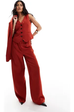 Kaiia Wide leg tailored trousers co-ord in rust