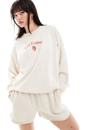 Cotton On Cotton On sweatshirt with fraise ribbon graphic in coconut
