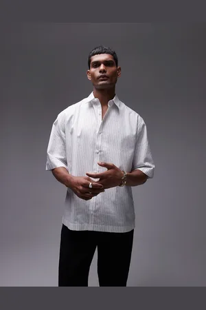 Topman Short sleeve pin stripe relaxed cotton shirt in
