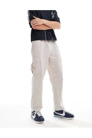 JACK & JONES Tapered linen trouser with cargo pockets in beige
