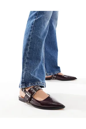 Schuh Lorellea slingback flat shoes with buckle in wine