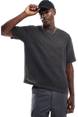 Pull&Bear Double layered mesh t-shirt in