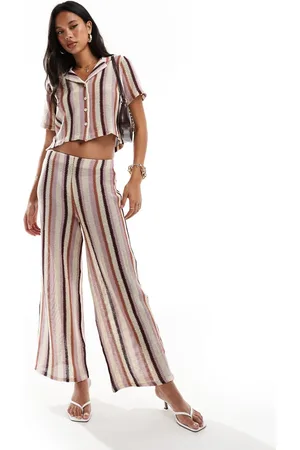River Island Stripe knitted wide leg trouser co-ord in mid