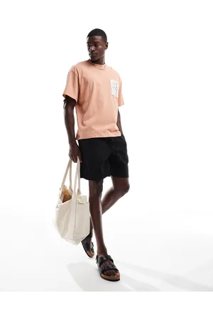 Only & Sons Oversize t-shirt with crochet pocket in burnt