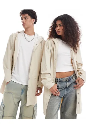 Rains 12020 waterproof long jacket in cream