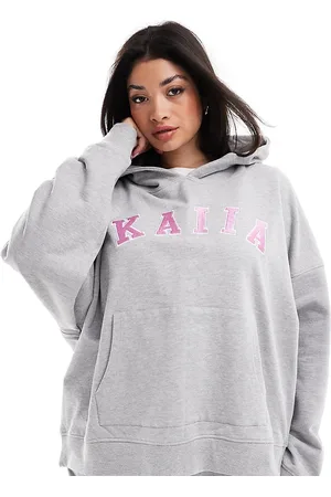 Kaiia Plus oversized logo hoodie co-ord in light