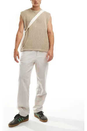 JACK & JONES Loose fit tapered linen chino in beige