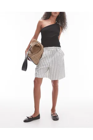 Topshop Stripe tailored short in mono