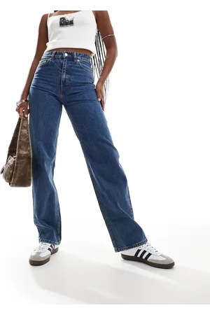 Monki Zami high waist straight leg jeans in mid