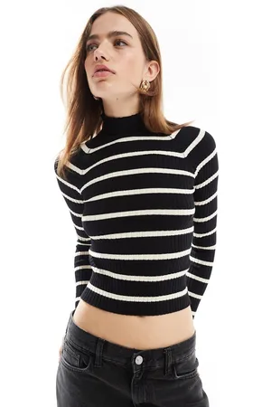 Stradivarius Ribbed jumper in & white stripe
