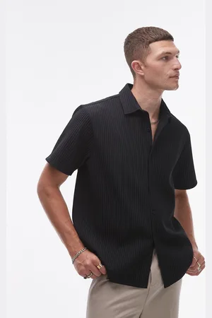 Topman Short sleeve button through plisse shirt in