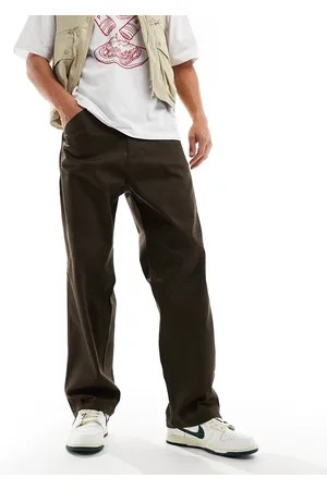 JACK & JONES Loose fit workwear chino trouser in chocolate