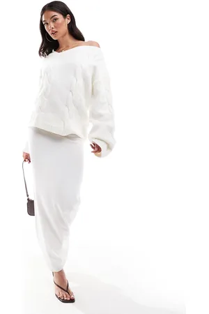 SNDYS Knitted maxi skirt co-ord in cream